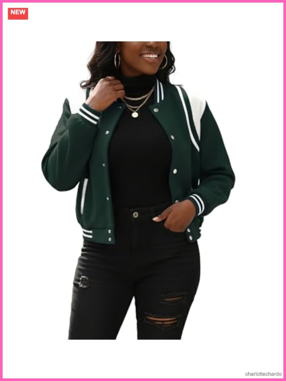 Womens Cropped Bomber Button Down Varsity Jacket